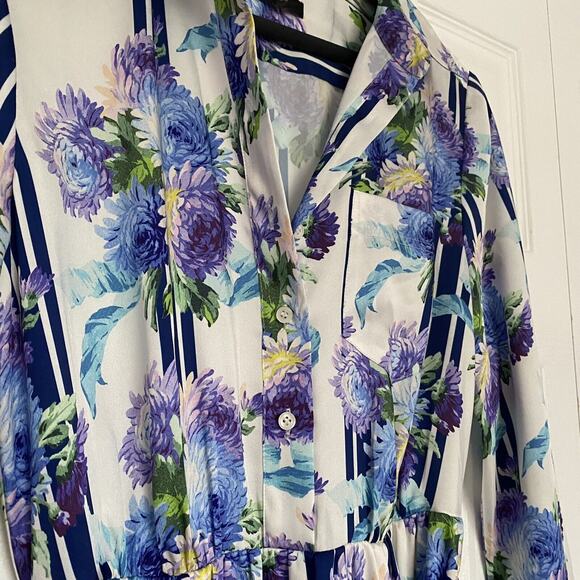 Women’s J Crew A Line Shirt Dress In Vintage Floral Stripe Size Medium - Picture 5 of 8